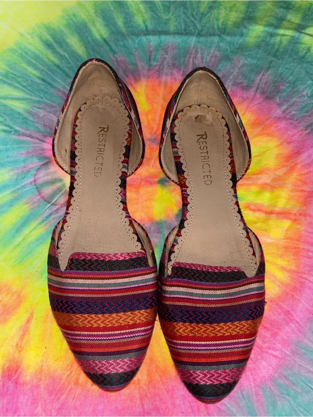 Restricted Multicolor Striped D'Orsay Flats